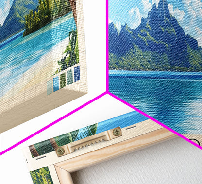 Bora Bora, France Panoramic Beach Print, Vacation Gift, France Wall Art, Beach Painting, Beach Decor, Beach Painting