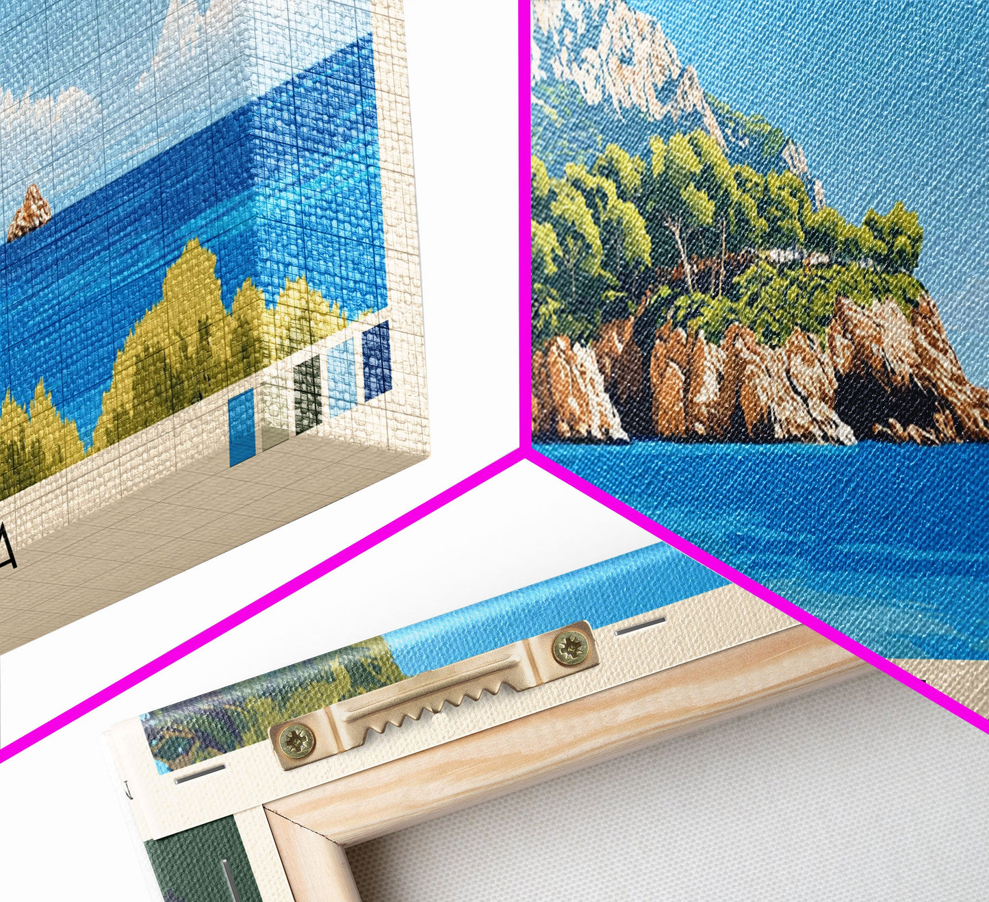 Cala Salada, Spain Panoramic Beach Print, Vacation Gift, Spain Wall Art, Beach Painting, Beach Decor, Beach Painting