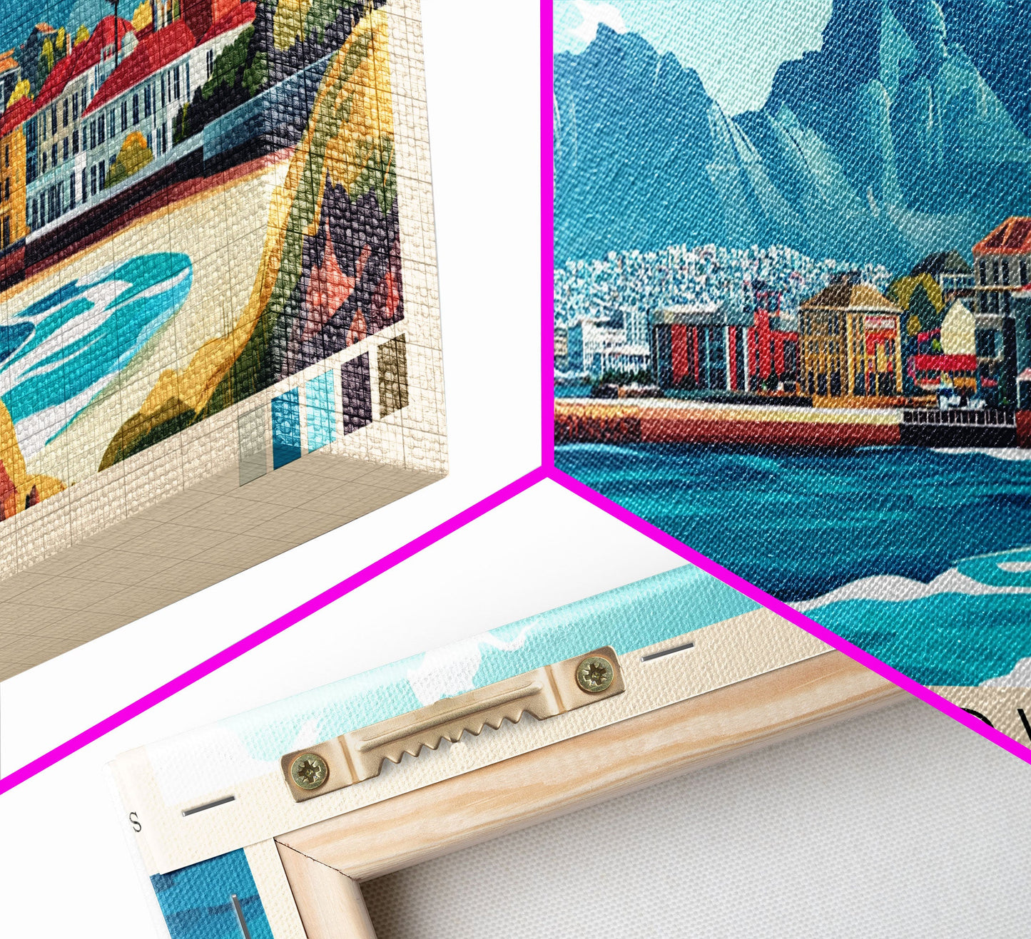 Cape Town, South Africa Panoramic Print, Vacation Gift, South Africa Wall Art, Beach Painting, Beach Decor, Large Wall Art, Wood Frame Art