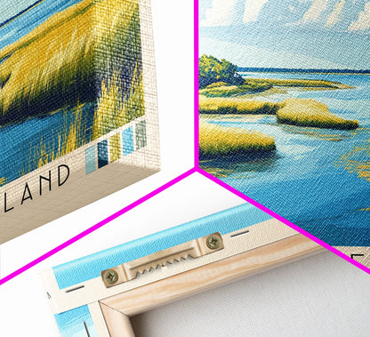 Chincoteague Island, Virginia Panoramic Beach Print, Vacation Gift, Virginia Wall Art, Framed Canvas Print, Framed Beach Painting
