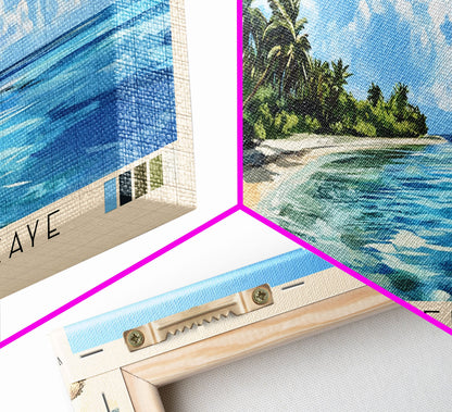 South Water Caye, Belize Panoramic Beach Print, Vacation Gift, Belize Wall Art, Framed Canvas Print, Framed Beach Painting