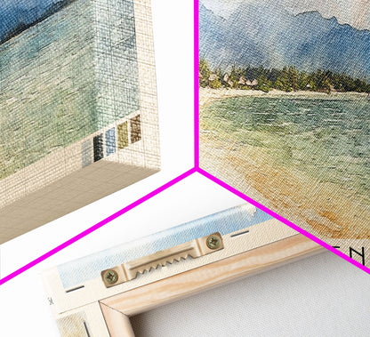 Gili Meno, Indonesia Watercolor Print, Vacation Gift, Indonesia Wall Art, Beach Painting, Beach Decor, Large Wall Art, Wood Frame Art