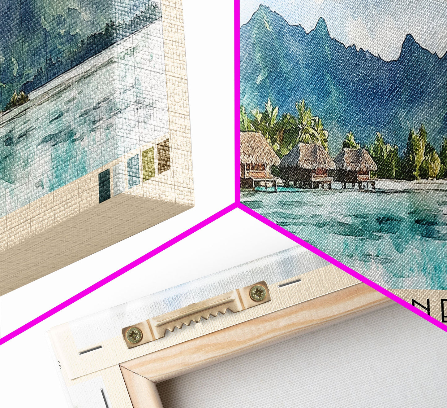 Huahine, French Polynesia Watercolor Print, Vacation Gift, French Polynesia Wall Art, Beach Painting, Beach Decor, Large Wall Art, Wood Frame Art