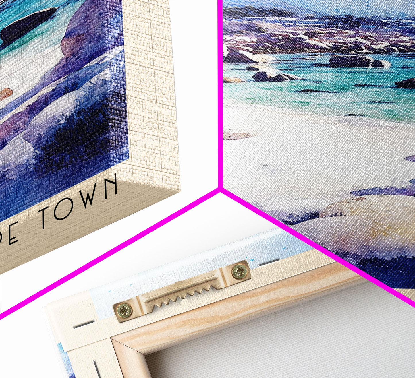 Boulders Beach, Cape Town, South Africa Watercolor Print, Vacation Gift, South Africa Wall Art, Beach Painting, Beach Decor, Large Wall Art, Wood Frame Art