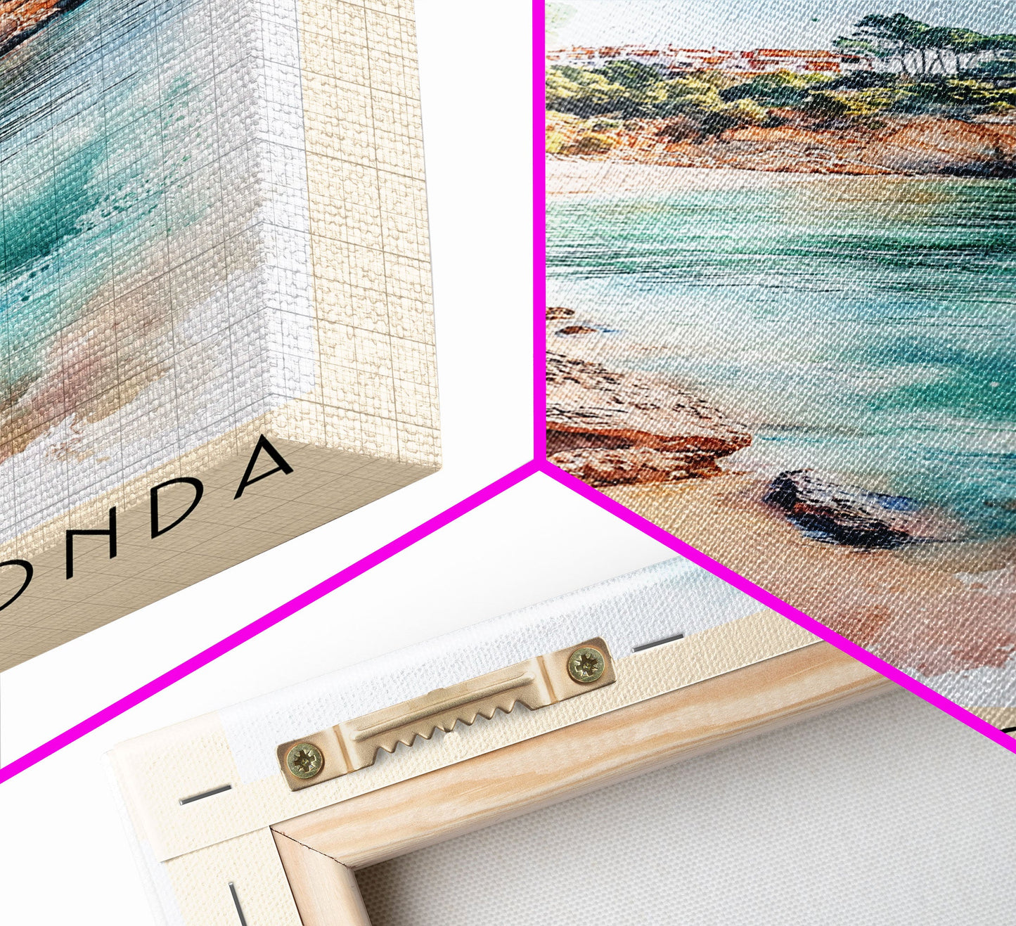 Cala Pregonda, Spain Watercolor Print, Vacation Gift, Spain Wall Art, Beach Painting, Beach Decor, Large Wall Art, Wood Frame Art