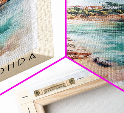 Cala Pregonda, Spain Watercolor Print, Vacation Gift, Spain Wall Art, Beach Painting, Beach Decor, Large Wall Art, Wood Frame Art