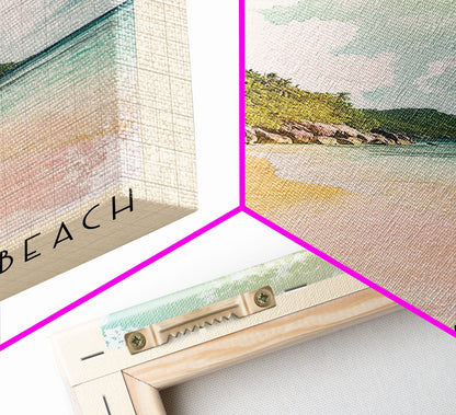 Grande Anse Beach, Seychelles Watercolor Print, Vacation Gift, Seychelles Wall Art, Beach Painting, Beach Decor, Large Wall Art, Wood Frame Art