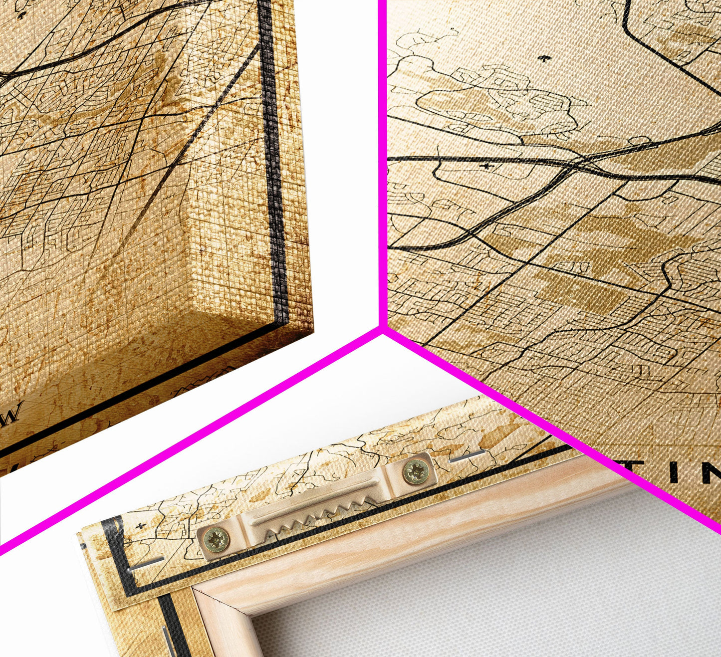 Austin Map Print Canvas or Poster, Texas Map Art, Texas Map Print, Vintage Austin Texas Map Framed Art, Retro / Distressed Office Art