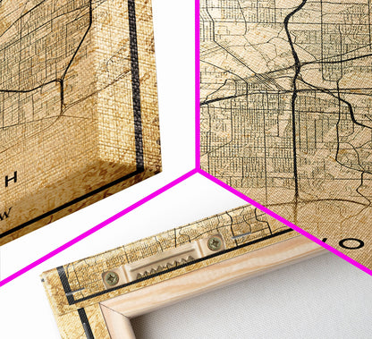 Fort Worth map print poster or framed canvas, Texas map print poster canvas, Fort Worth city map print poster canvas, Panther City