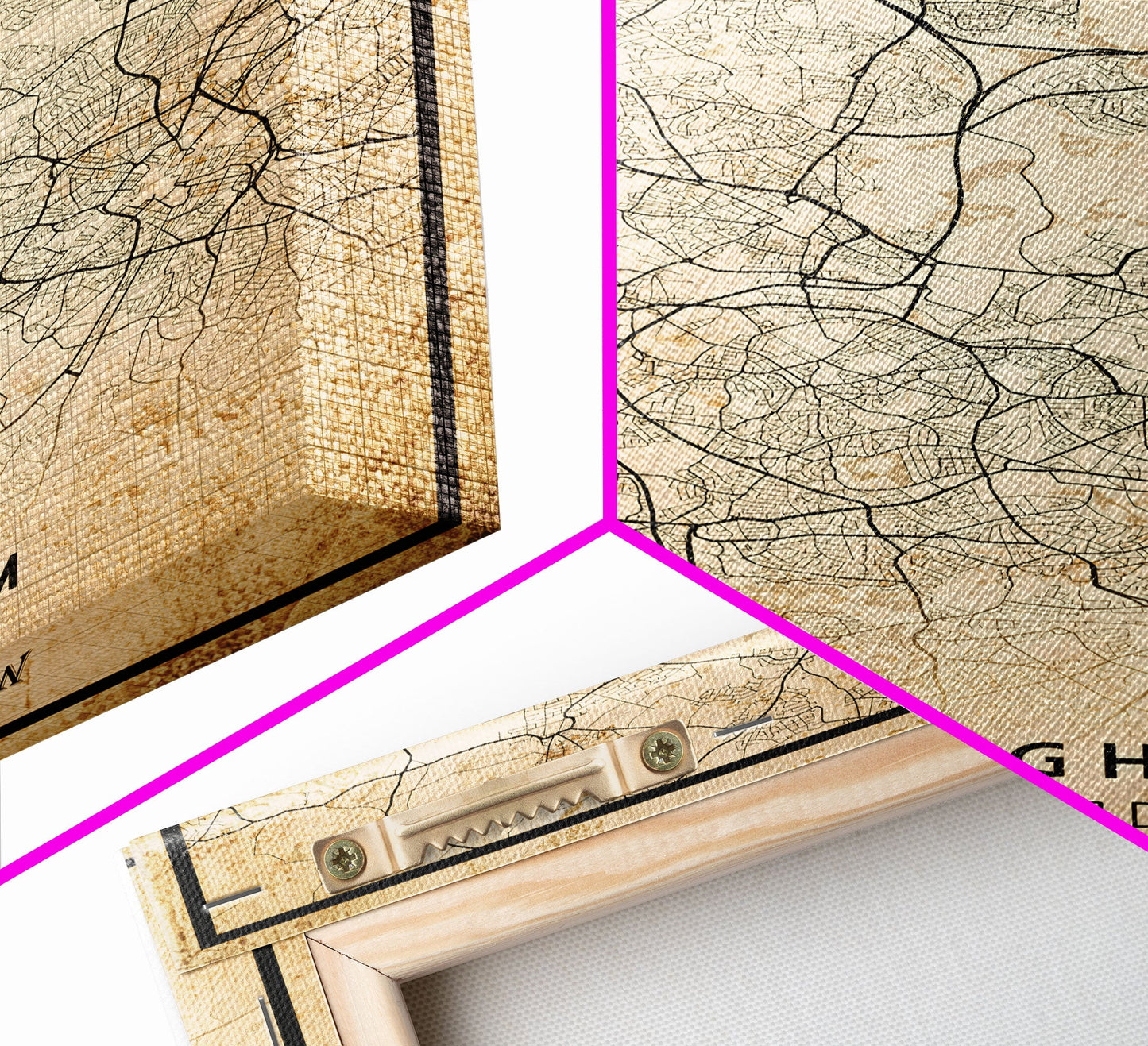 Birmingham UK map print poster or framed canvas, England map print poster canvas, UK city map print poster canvas, Vintage Travel Art