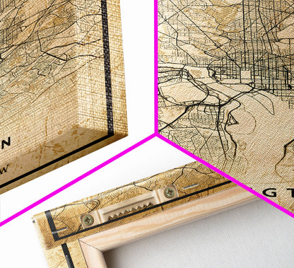 Vintage Washington map print poster or framed canvas | Washington dc city map print poster canvas | District of Columbia print poster canvas