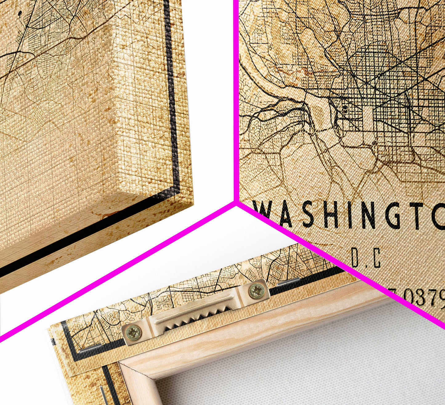 Vintage Washington map print poster or framed canvas | Washington dc city map print poster canvas | District of Columbia print poster canvas
