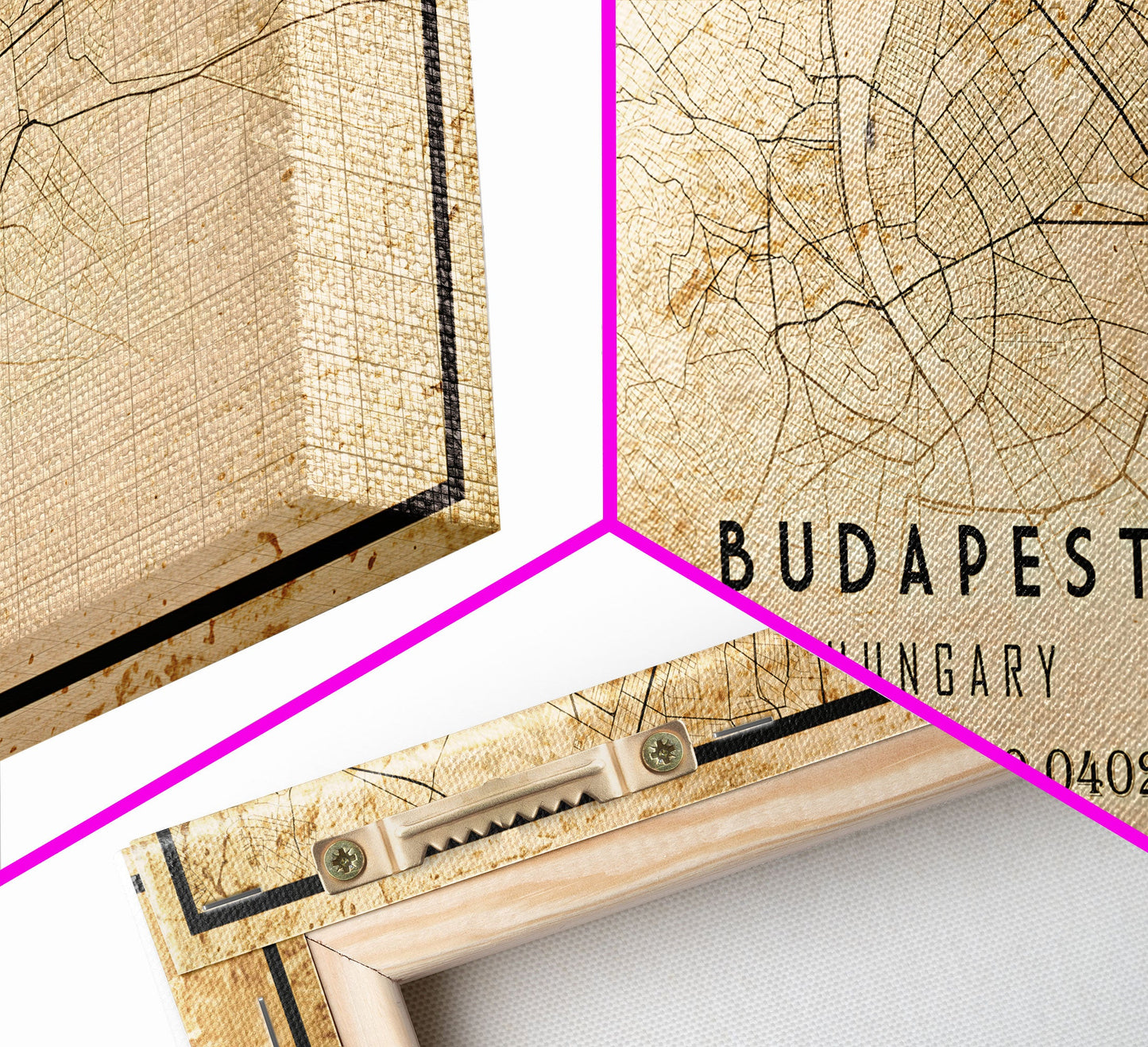 Budapest Hungary map print poster or framed canvas, Budapest map print poster canvas, Budapest map print poster canvas, Vintage Travel Art
