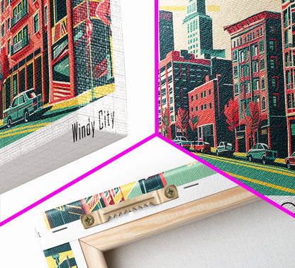 Chicago Illinois Panoramic Travel Poster Canvas Print