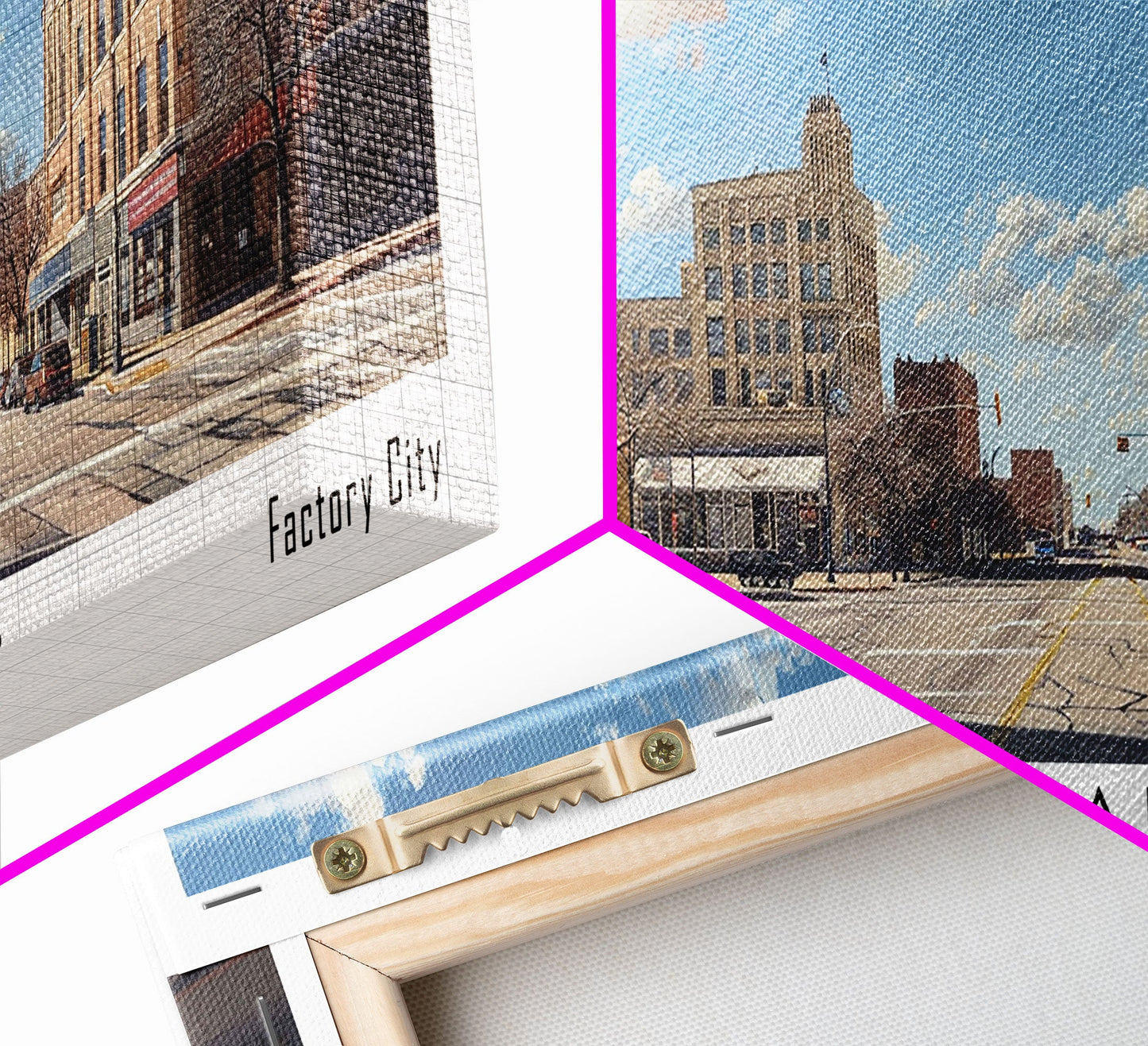 Panoramagemälde von Wichita Falls, Texas, gerahmter Leinwanddruck, Reiseposter im Retro-Stil, einzigartige Wohndekoration, künstlerische Wandgestaltung fürs Büro