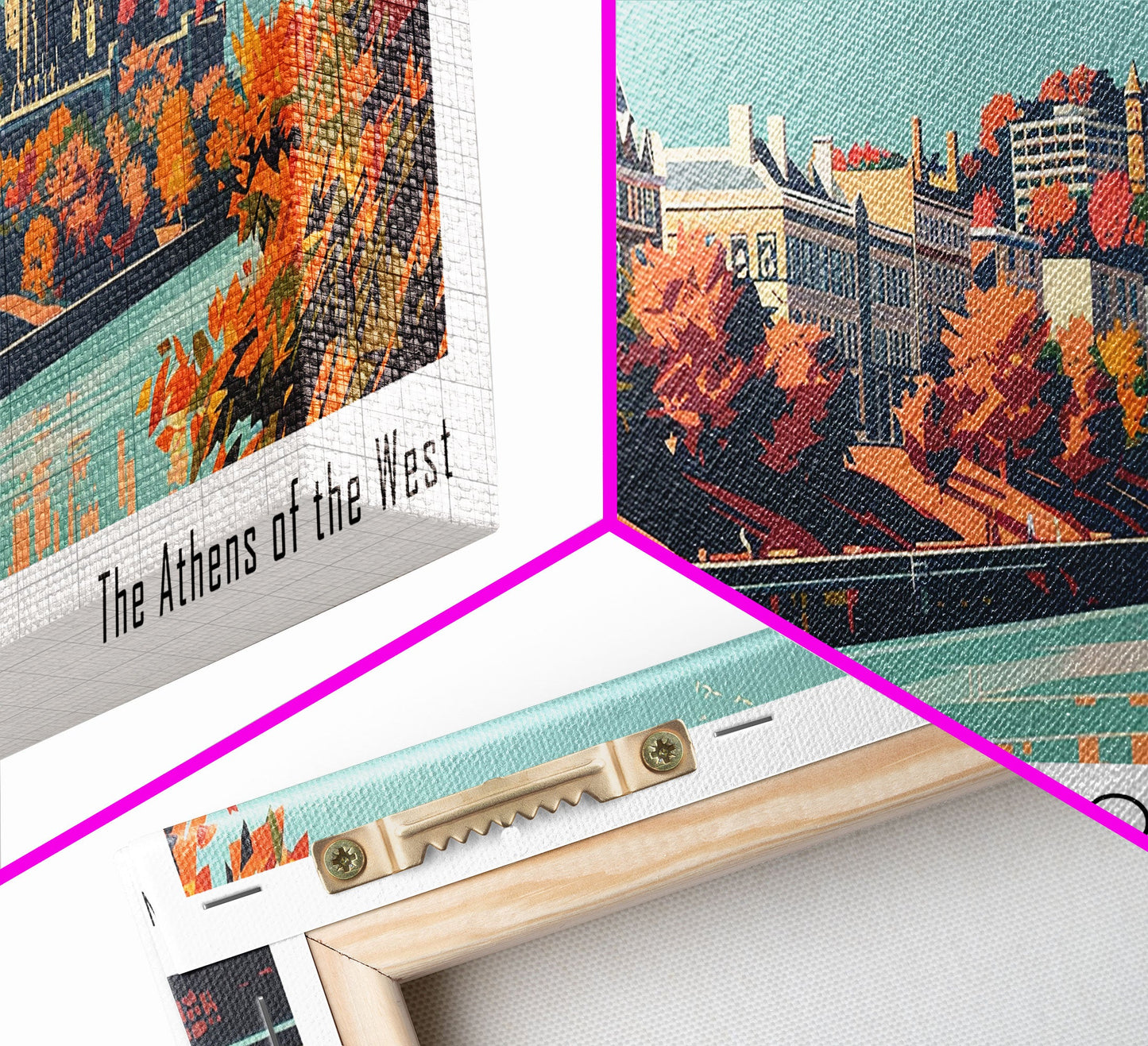 Panoramagemälde von Lexington, Kentucky, gerahmter Leinwanddruck im Mid-Century-Modern-Stil, Retro-Pop-Art-Reiseposter, Wanddekoration fürs Wohnzimmer