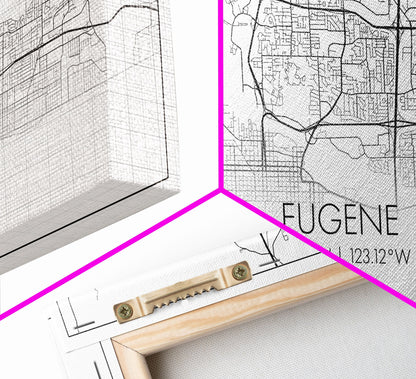 Eugene Street Map, Oregon Map, Map Art, Minimalist Art, Wall Art, Canvas Art, Newlywed Gift, Bar Wall Décor, Rustic Home Décor, Couples Gift