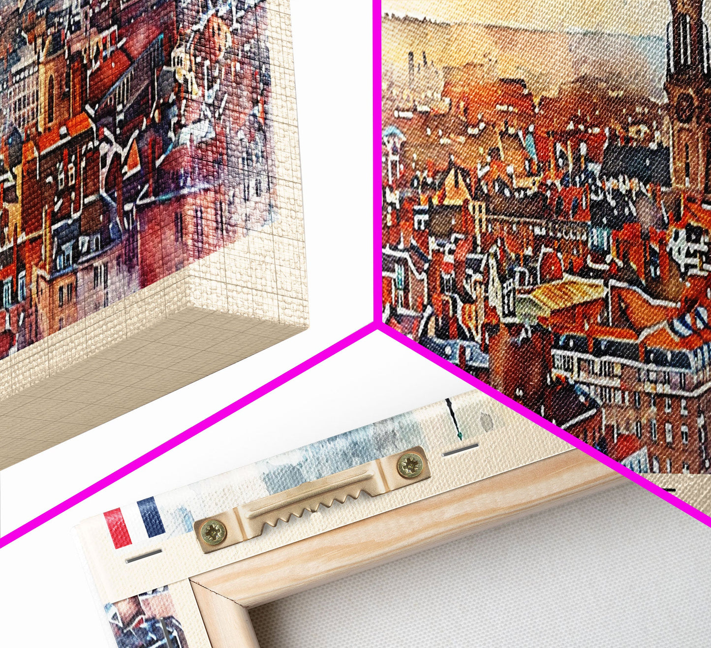 Wandbild „Lille, Frankreich“, Panorama-Reiseposter, gerahmter Panorama-Leinwanddruck, Stadtbild, Wanddekoration, Reisekunst