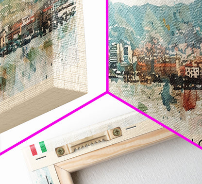 Livorno Italy Panoramic Travel Poster, Framed Canvas Print or Metal Wall Art, Travel Art, Home Decor, Panoramic Painting, Midcentury Art