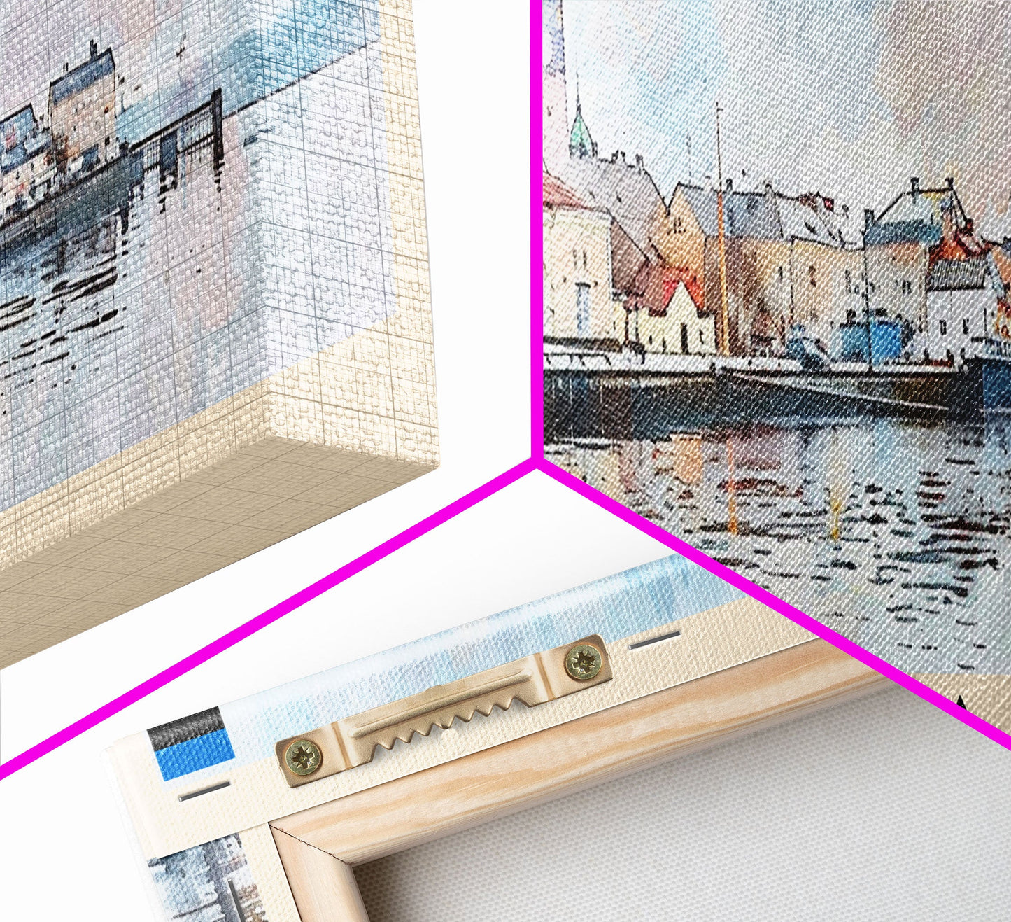 Narva, Estland – Panorama-Reiseposter, gerahmter Leinwanddruck oder Wandbild aus Metall, Reisekunst, Wohndekoration, Panoramagemälde, Kunst der Mitte des 20. Jahrhunderts