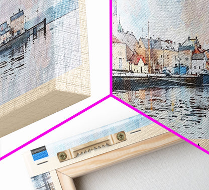 Narva, Estland – Panorama-Reiseposter, gerahmter Leinwanddruck oder Wandbild aus Metall, Reisekunst, Wohndekoration, Panoramagemälde, Kunst der Mitte des 20. Jahrhunderts