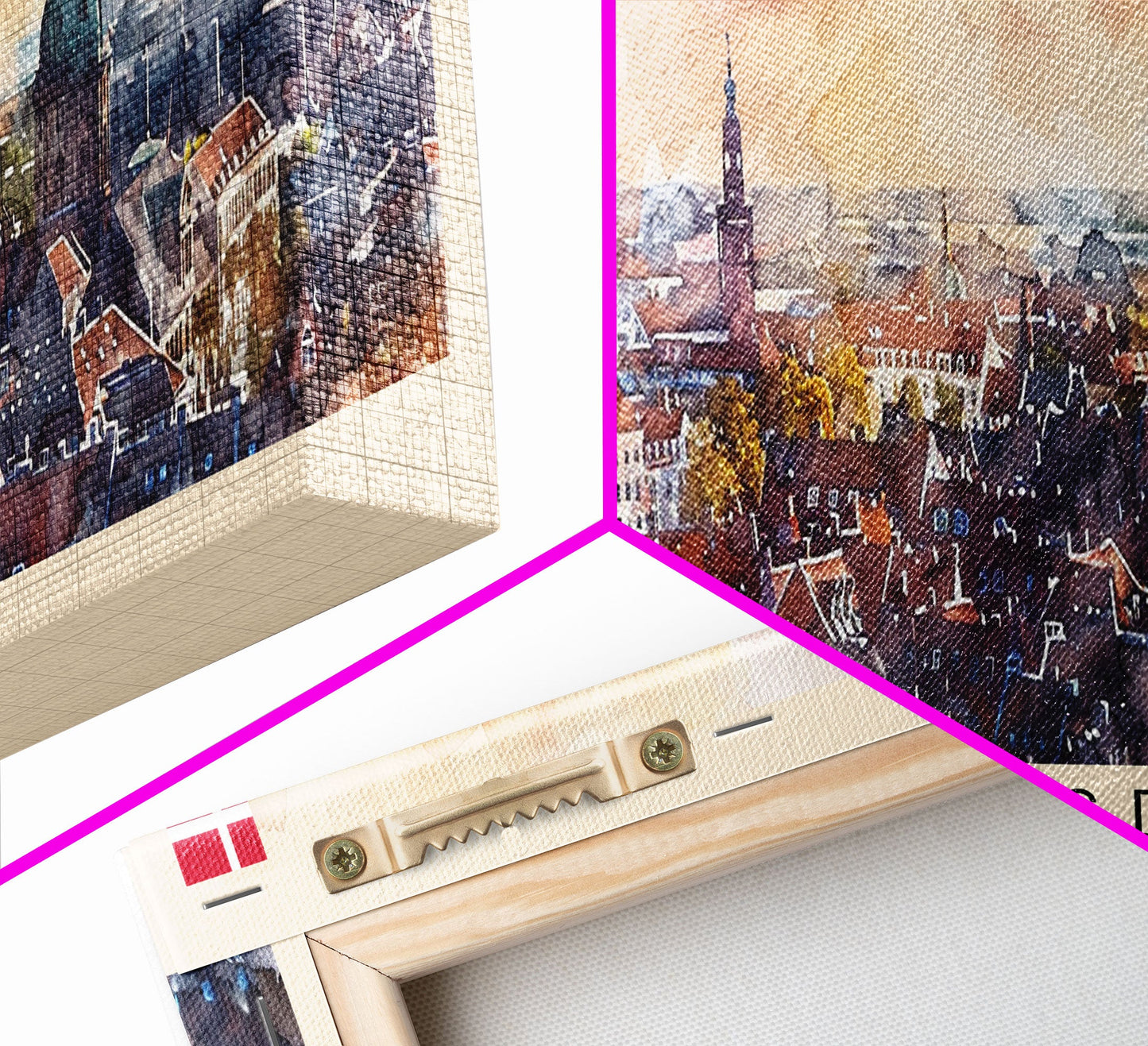 Odense, Dänemark – Wandbild, Panorama-Reiseposter, gerahmter Panorama-Leinwanddruck, Stadtbild, Wanddekoration, Reisekunst