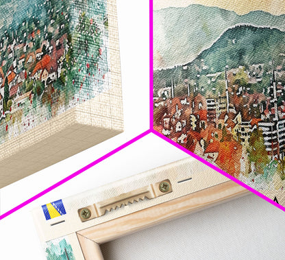 Zenica Bosnia Travel Print Wall Art, Panoramic City Art, Travel Art, Wall Decor, Vacation Gift, Framed Canvas Print Or Metal Art