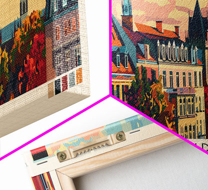 Augsburg Germany Panoramic Travel Poster, Framed Canvas Print or Metal Wall Art, Travel Art, Home Decor, Panoramic Painting, Midcentury Art