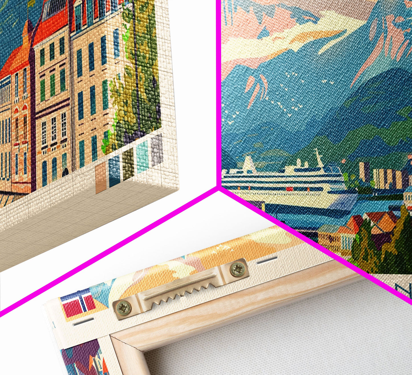 Bergen Norway Wall Art, Panoramic Travel Poster, Panoramic Framed Canvas Print, City Wall Art, Wall Hanging Home Decor, Travel Art