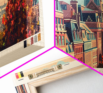 Brussels Belgium Panoramic Travel Poster, Framed Canvas Print or Metal Wall Art, Travel Art, Home Decor, Panoramic Painting, Midcentury Art