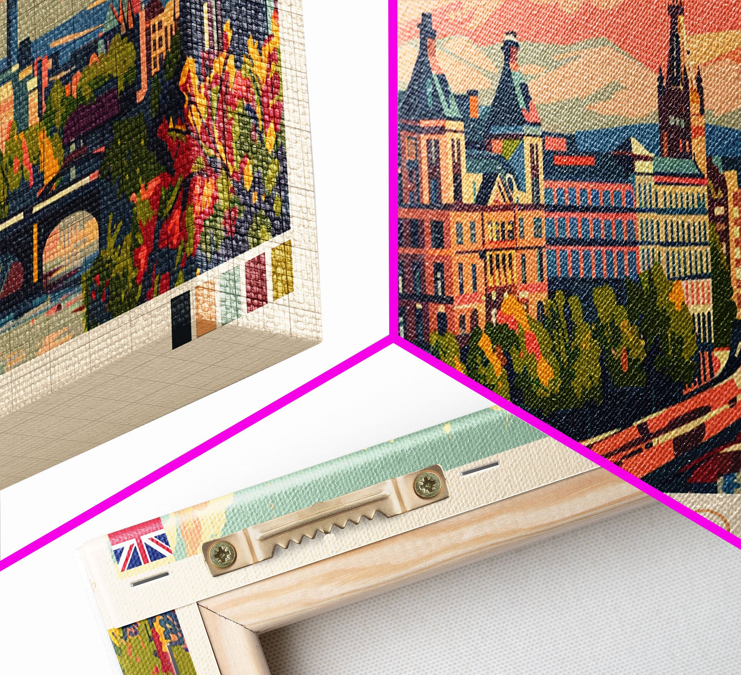 Glasgow, Vereinigtes Königreich – Reisekunst, Stadtkunst, gerahmter Leinwanddruck oder Wandbild aus Metall, Europa-Reiseposter, Panorama-Wandbild, extra breites Wandbild