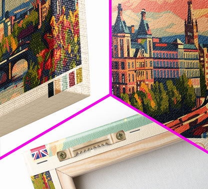 Glasgow, Vereinigtes Königreich – Reisekunst, Stadtkunst, gerahmter Leinwanddruck oder Wandbild aus Metall, Europa-Reiseposter, Panorama-Wandbild, extra breites Wandbild