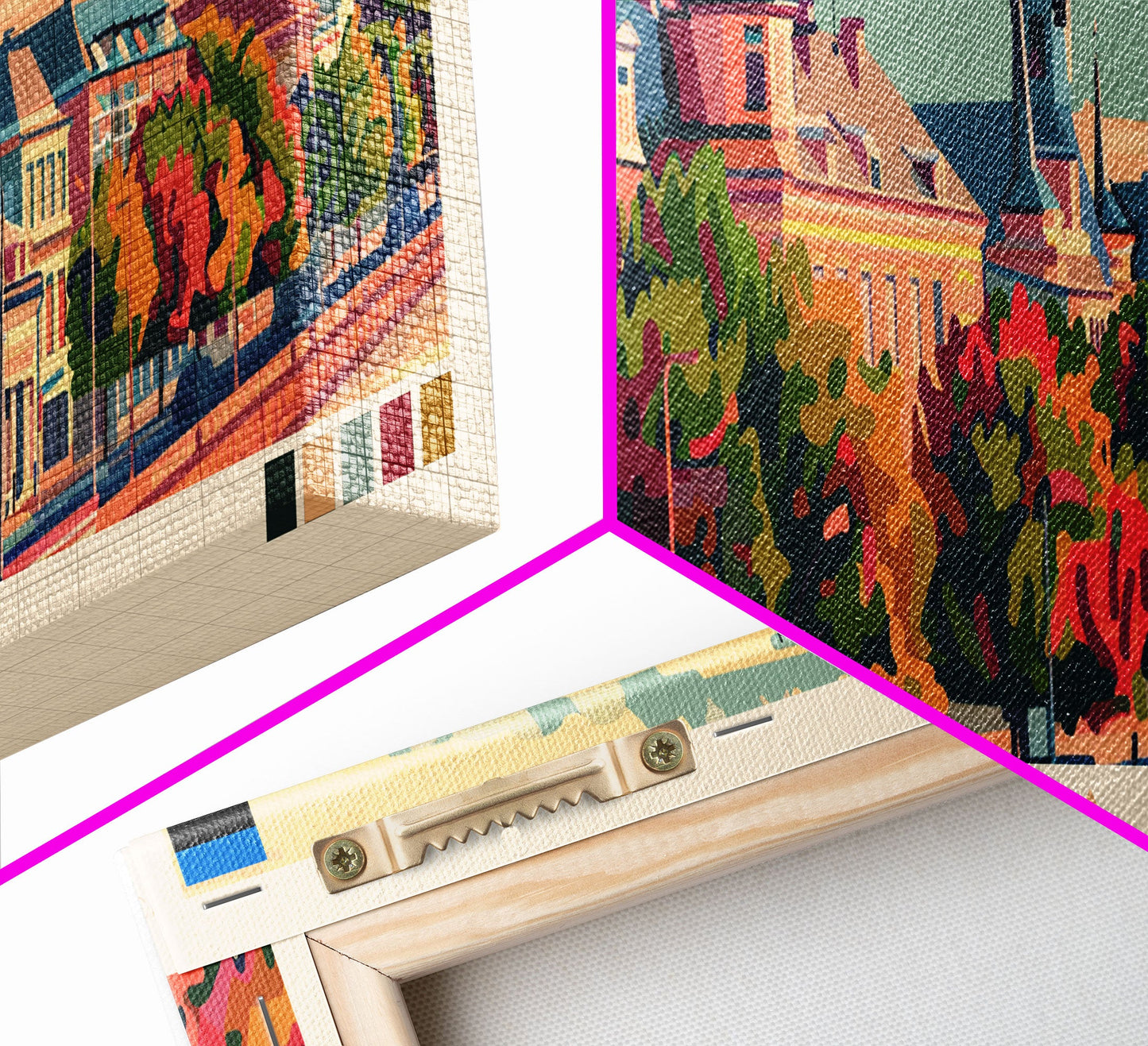 Narva, Estland – Panorama-Reiseposter, gerahmter Leinwanddruck oder Wandbild aus Metall, Reisekunst, Wohndekoration, Panoramagemälde, Kunst der Mitte des 20. Jahrhunderts