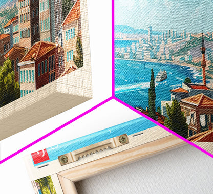 Izmir Turkey Travel Print Wall Art, Panoramic City Art, Travel Art, Wall Decor, Vacation Gift, Framed Canvas Print Or Metal Art