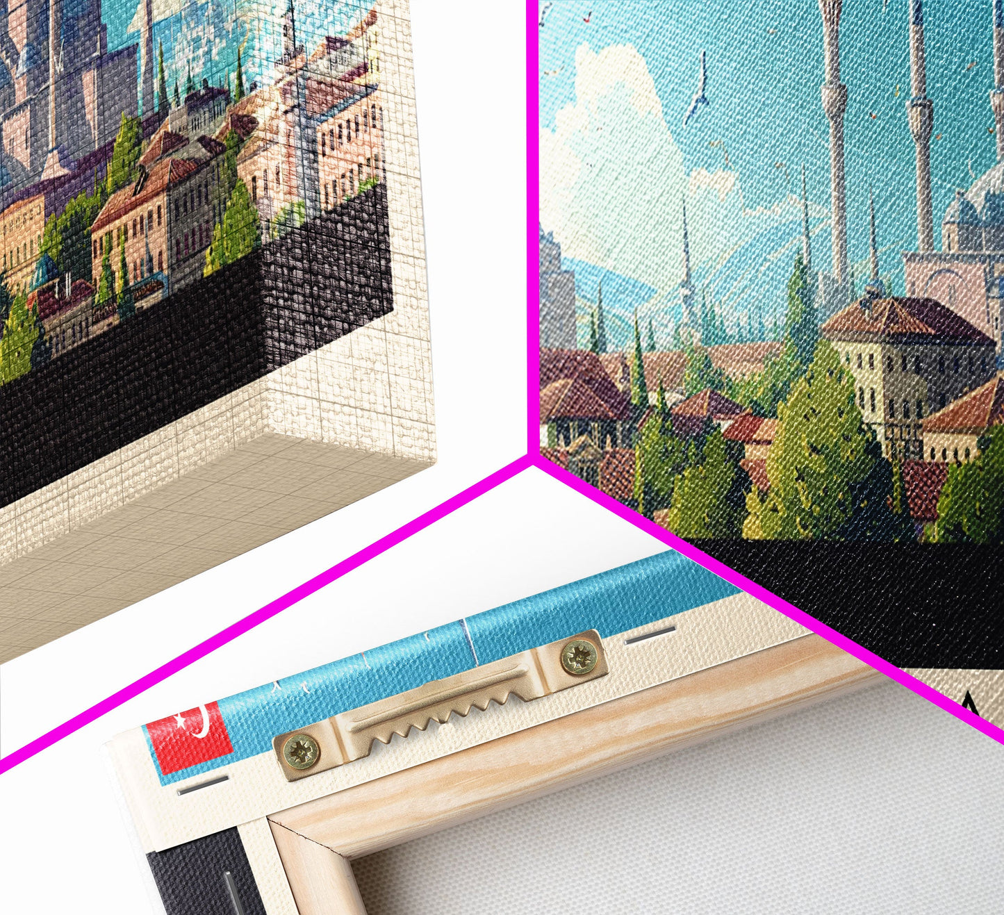 Konya Turkey Panoramic Travel Poster, Framed Canvas Print or Metal Wall Art, Travel Art, Home Decor, Panoramic Painting, Midcentury Art