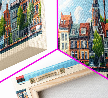 Krefeld Germany Panoramic Travel Poster, Framed Canvas Print or Metal Wall Art, Travel Art, Home Decor, Panoramic Painting, Midcentury Art