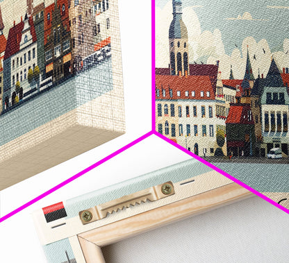 Leipzig Germany Panoramic Travel Poster, Framed Canvas Print or Metal Wall Art, Travel Art, Home Decor, Panoramic Painting, Midcentury Art