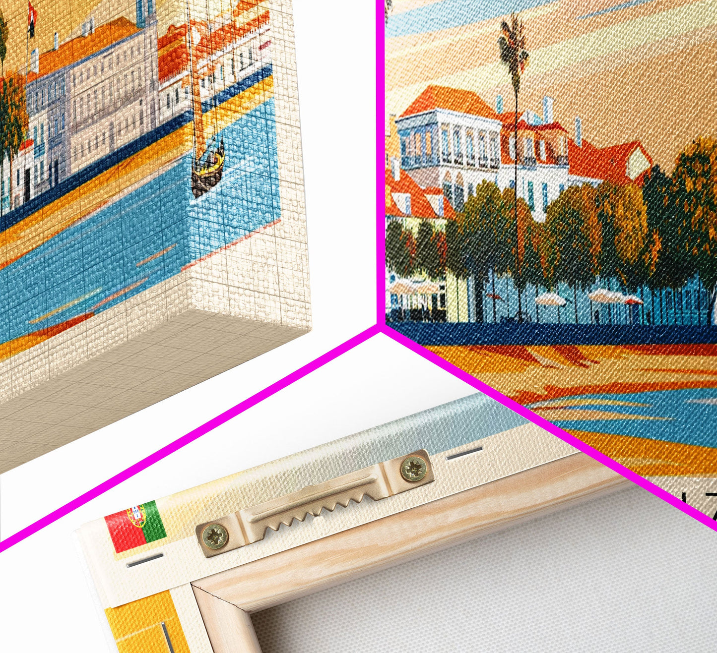 Queluz Portugal Wall Art, Panoramic Travel Poster, Panoramic Framed Canvas Print, City Wall Art, Wall Hanging Home Decor, Travel Art