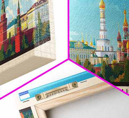 Vladikavkaz Russia Panoramic Travel Poster, Framed Canvas Print or Metal Wall Art, Travel Art, Home Decor, Panoramic Painting, Midcentury Art