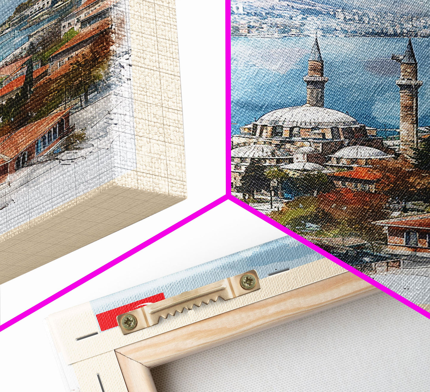 Majestic Adana Turkey Mosque View, Framed Canvas Print, Ideal for Living Room Art, Cultural Decor, Home Decoration