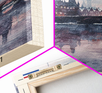 Arnhem Netherlands Travel Poster Framed Canvas Print, Wall Art, Home Decor, Vacation Print, Watercolor Painting, Cityscape Art