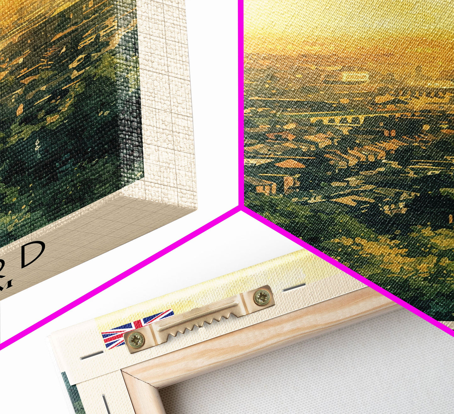 Bradford United Kingdom Travel Poster Framed Canvas Print, Wall Art, Home Decor, Travel Print, Cityscape Art, Abstract Art, Original Art