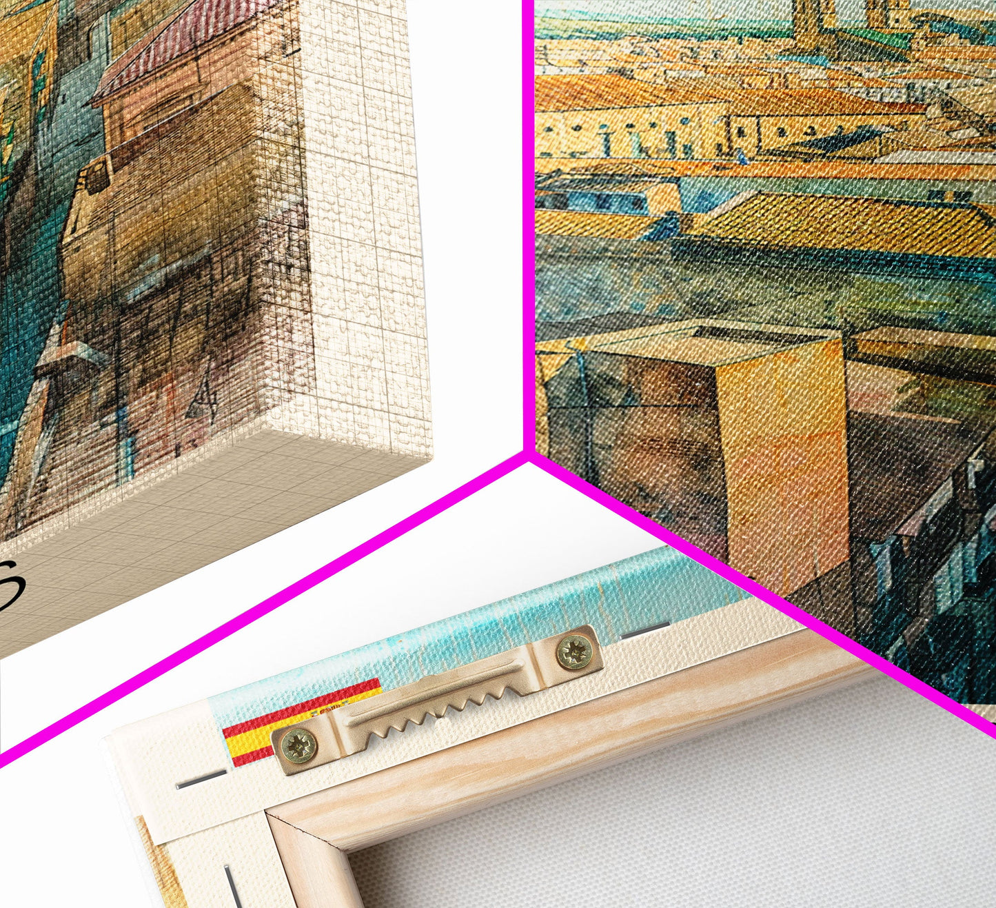 Burgos Spain Travel Poster Framed Canvas Print, Watercolor Cityscape, Wall Art, Home Decor, Living Room Art, Travel Print, Boho Style, Art Piece