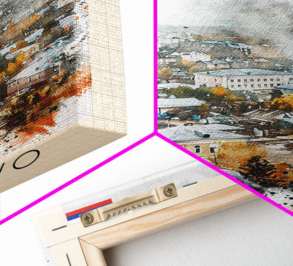 Kemerovo Russia Winter Cityscape, Framed Canvas Print, Travel Poster, Wall Art, Home Decor, Living Room Decoration, Russian Urban Art