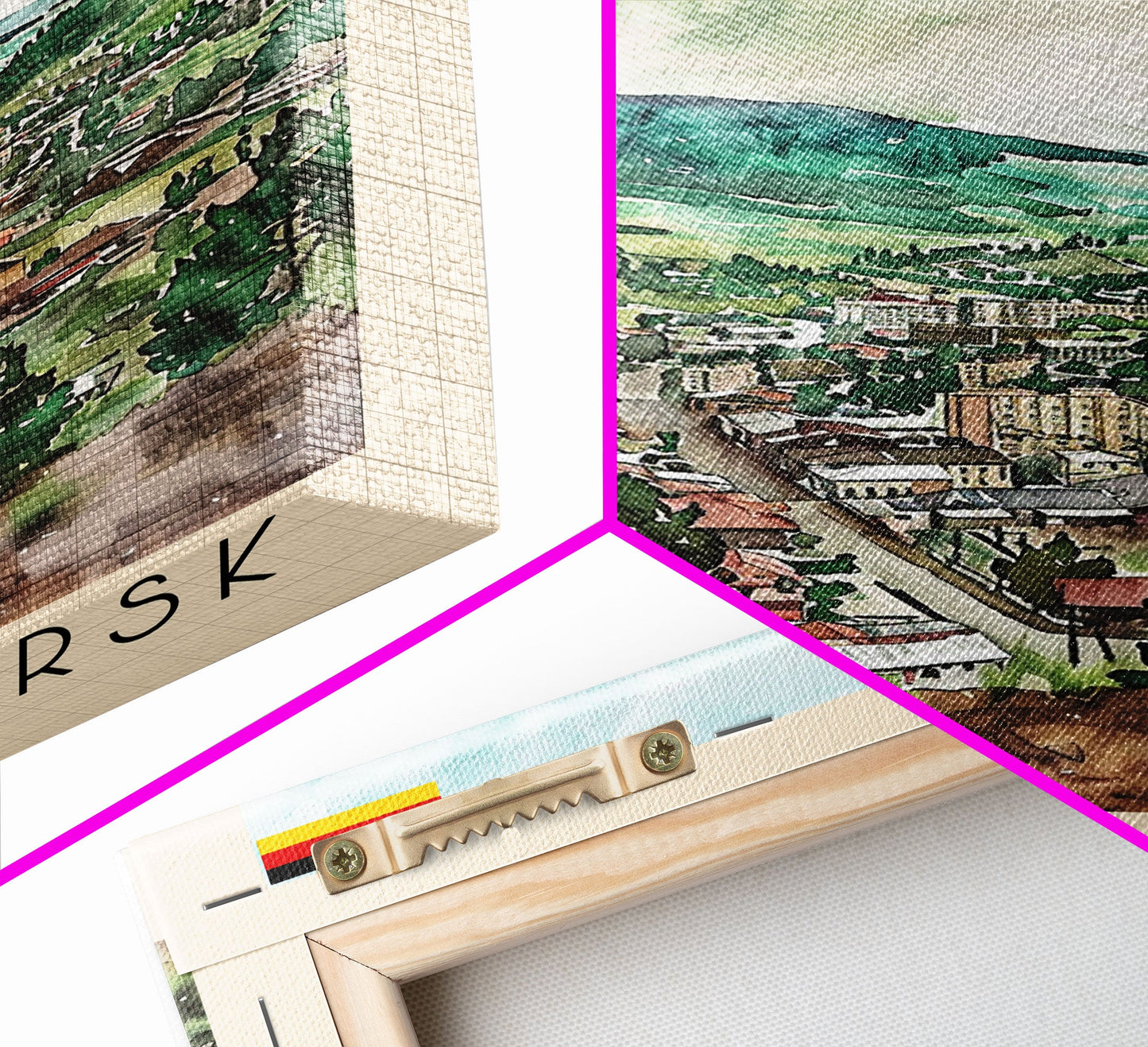 Krasnoyarsk Russia Travel Poster Framed Canvas Print, Watercolor Cityscape, Home Decor, Wall Art, Scenic Painting, Travel Print, Artistic Gift