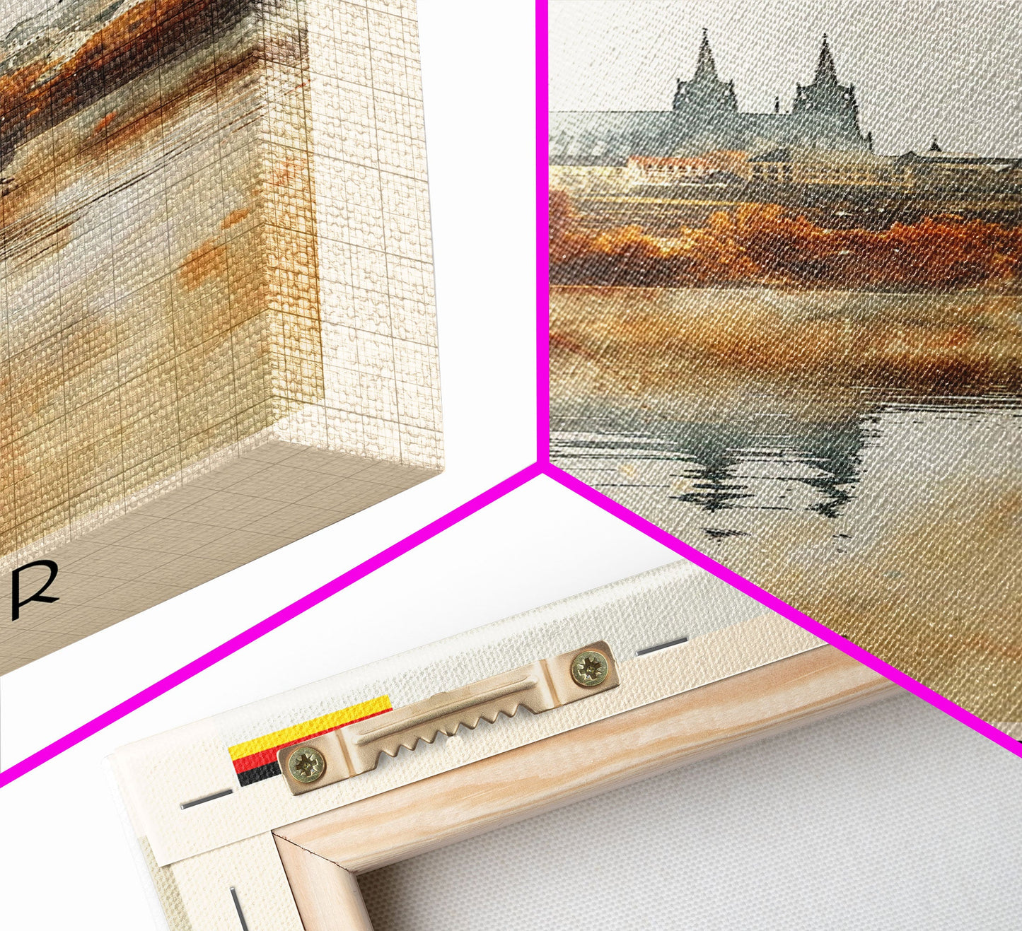 Münster Germany Travel Poster Framed Canvas Print, Historic Architecture, Watercolor Painting, Wall Art, Interior Design, Travel Print, Unique Art