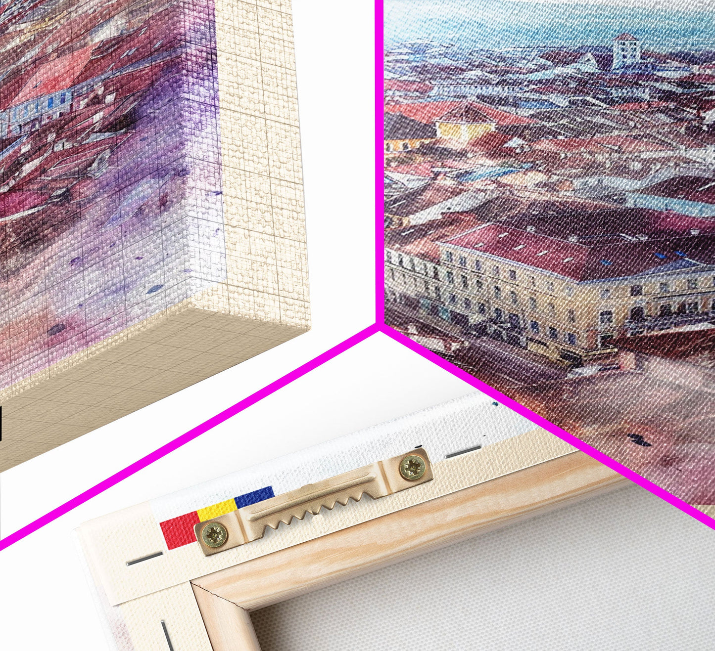 Piteti Romania Travel Poster Framed Canvas Print, Watercolor Painting, Scenic Wall Art, Home Decor, Romanian Cityscape, Classic Art