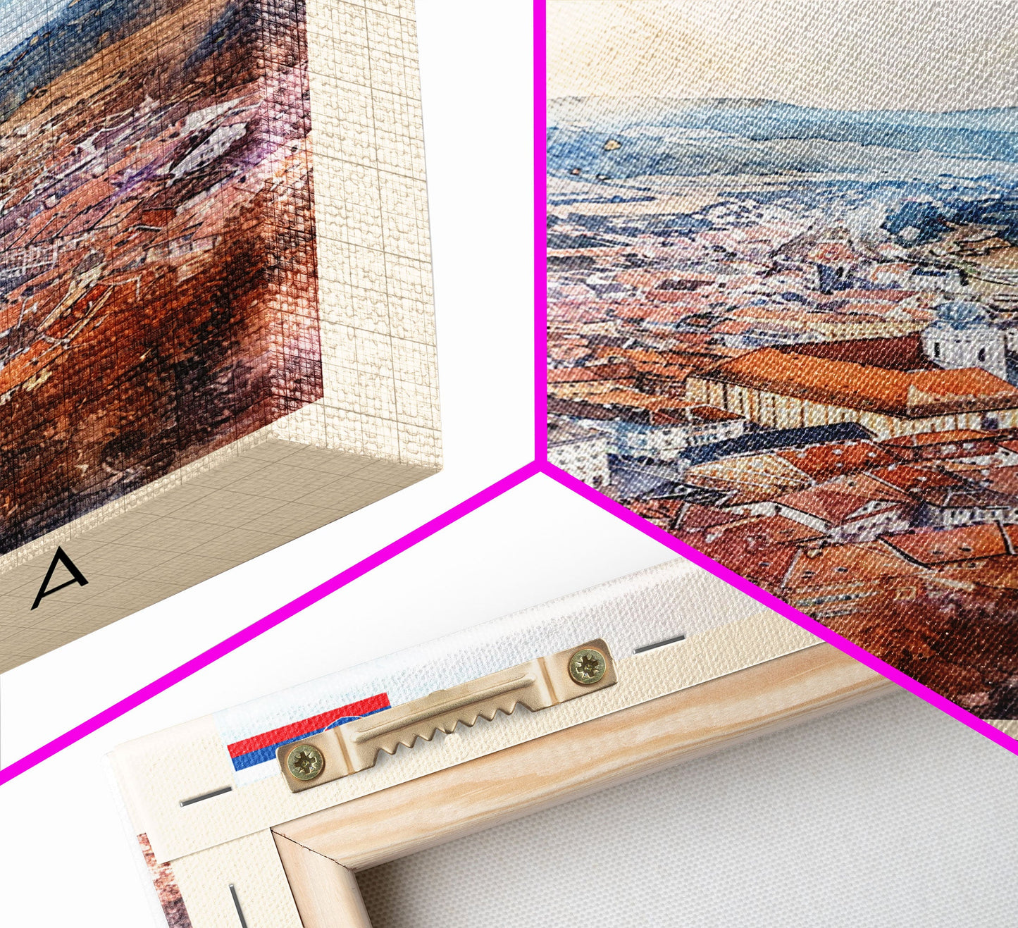 Prievidza Slovakia Travel Poster Framed Canvas Print, Watercolor Painting, Scenic Wall Art, Home Decor, Slovakian Landscape, Modern Art