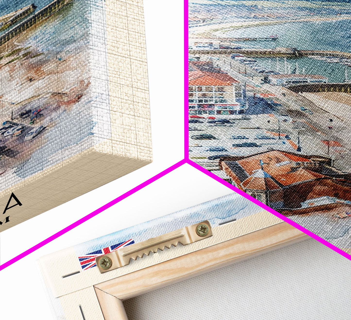 Swansea United Kingdom Travel Poster Framed Canvas Print, Watercolor Painting, Coastal Wall Art, Home Decor, British Seaside, Nautical Art