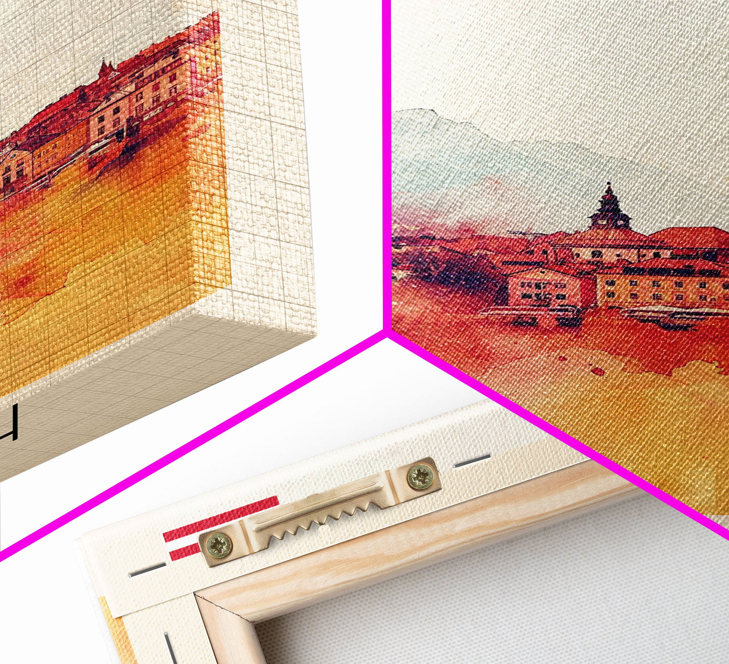 Villach Austria Travel Poster Framed Canvas Print, Watercolor Painting, Scenic Wall Art, Home Decor, Austrian Landscape, Alpine Art